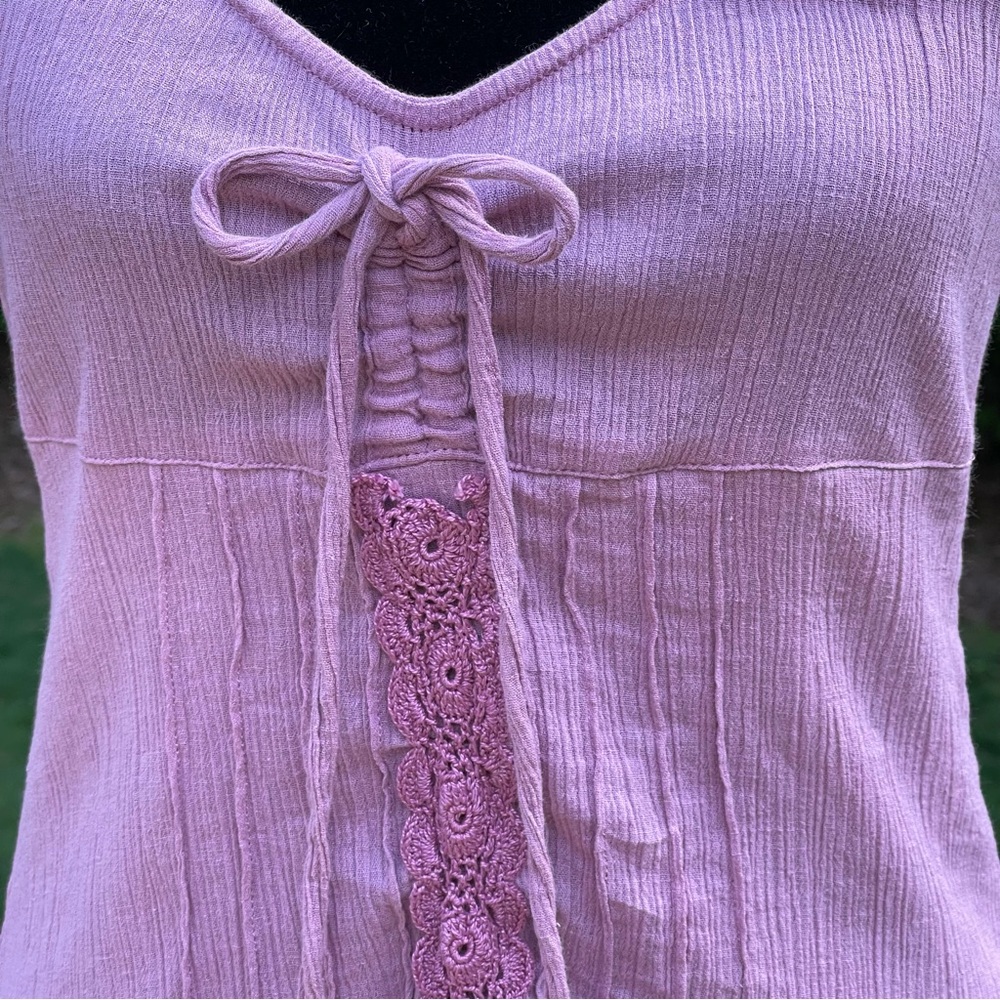 Tracy Porter Tank Top Boho Mauve/Pink Crochet Babydoll Women’s Size 6-8 EUC - Picture 4 of 15